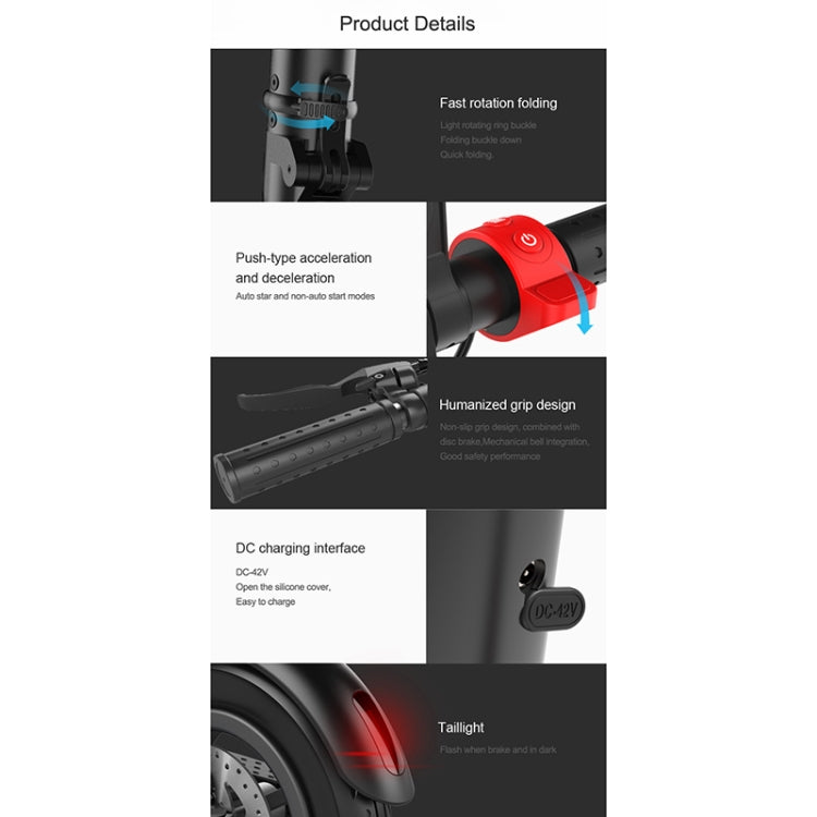 X7 Outdoor Waterproof Foldable Off-road Scooter with 8.5 inch Vacuum Tires & LCD Display& LED Lights & 6.4AH Lithium Battery, Load-bearing: 20-100kg (Black), 8.5 inch Tires US
