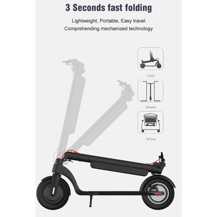 X8 Outdoor Waterproof Foldable Electric Scooter with 10 inch Vacuum Tires & LCD Display & LED Lights & 10AH Lithium Battery, Load-bearing: 20-100kg (Black), EU