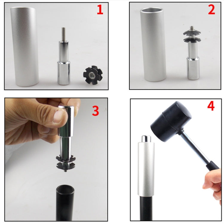 BIKERSAY BT042T Bicycle Fork Star Nut Installation Tool Bowl Set Toothless Bike Sunflower Installation Tools with Rubber Hammer, BT042T