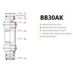 BIKERSAY BB30AK Bicycle Bottom Bracket Bike External Bearing, BB30AK