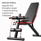 189-2 Ultimate Edition Household Folding Multifunctional Bold Main Frame Dumbbell Bench Sit-up Bench Weightlifting Bed with Pull Rope, Ultimate Edition