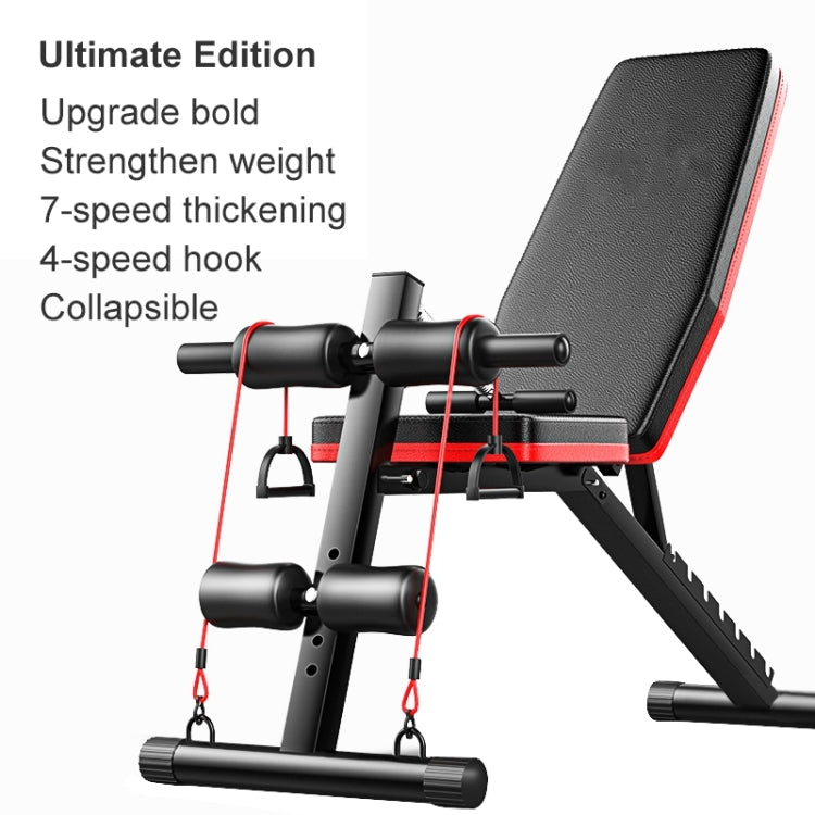 189-2 Ultimate Edition Household Folding Multifunctional Bold Main Frame Dumbbell Bench Sit-up Bench Weightlifting Bed with Pull Rope, Ultimate Edition