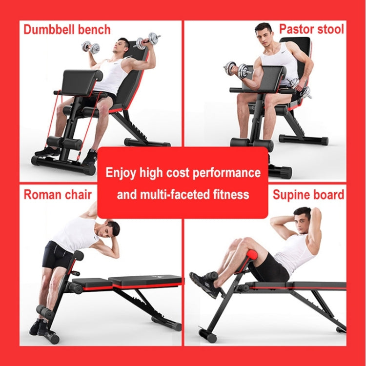 189-2 Ultimate Edition Household Folding Multifunctional Bold Main Frame Dumbbell Bench Sit-up Bench Weightlifting Bed with Pull Rope, Ultimate Edition