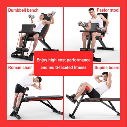189-2 Ultimate Edition Household Folding Multifunctional Bold Main Frame Dumbbell Bench Sit-up Bench Weightlifting Bed with Pull Rope, Ultimate Edition