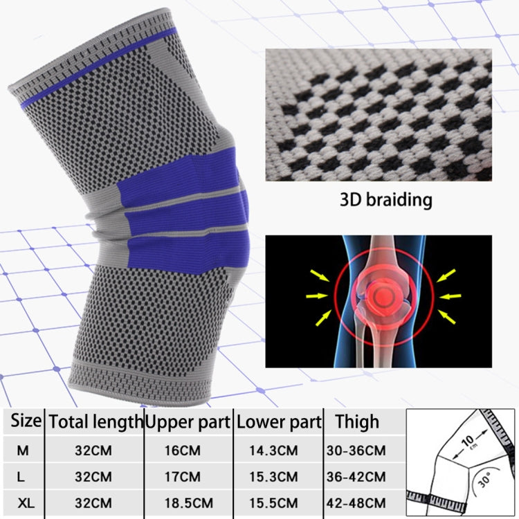 Outdoor Fitness Mountaineering Knit Protection Silicone Anti - collision Spring Support Sports Knee Protector, Size: M, Size: M
