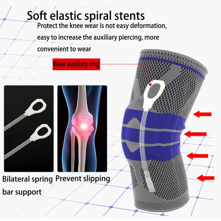 Outdoor Fitness Mountaineering Knit Protection Silicone Anti - collision Spring Support Sports Knee Protector, Size: L, Size: L