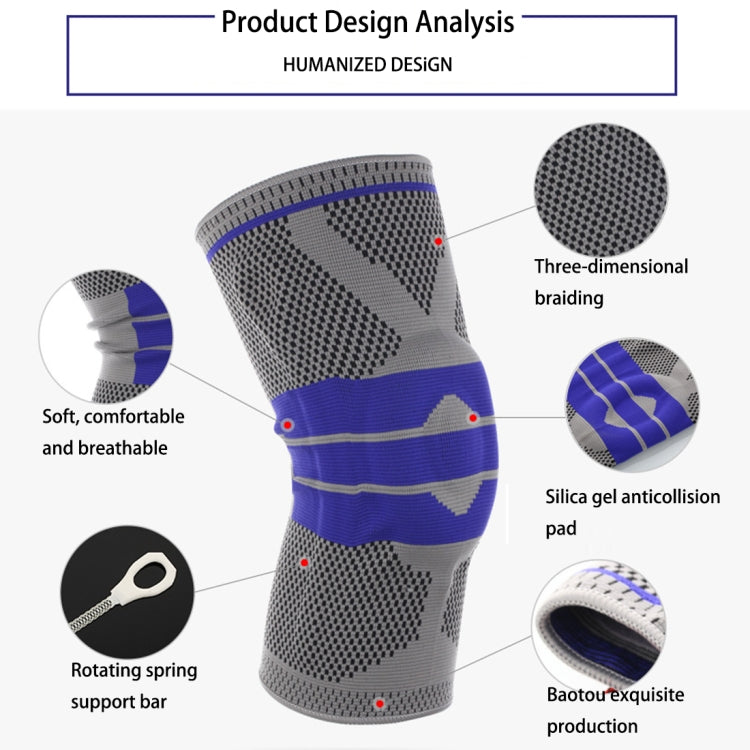 Outdoor Fitness Mountaineering Knit Protection Silicone Anti - collision Spring Support Sports Knee Protector, Size: L, Size: L