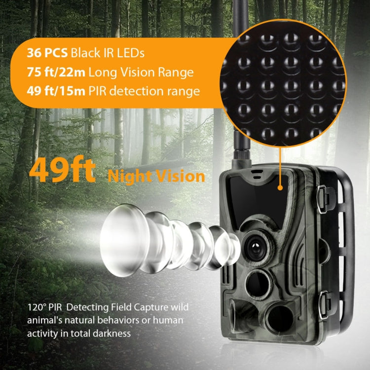 HC801LTE 4G EU Version Waterproof IP65 IR Night Vision Security 16MP Hunting Trail Camera, 120 Degree Angle, HC801LTE EU Version