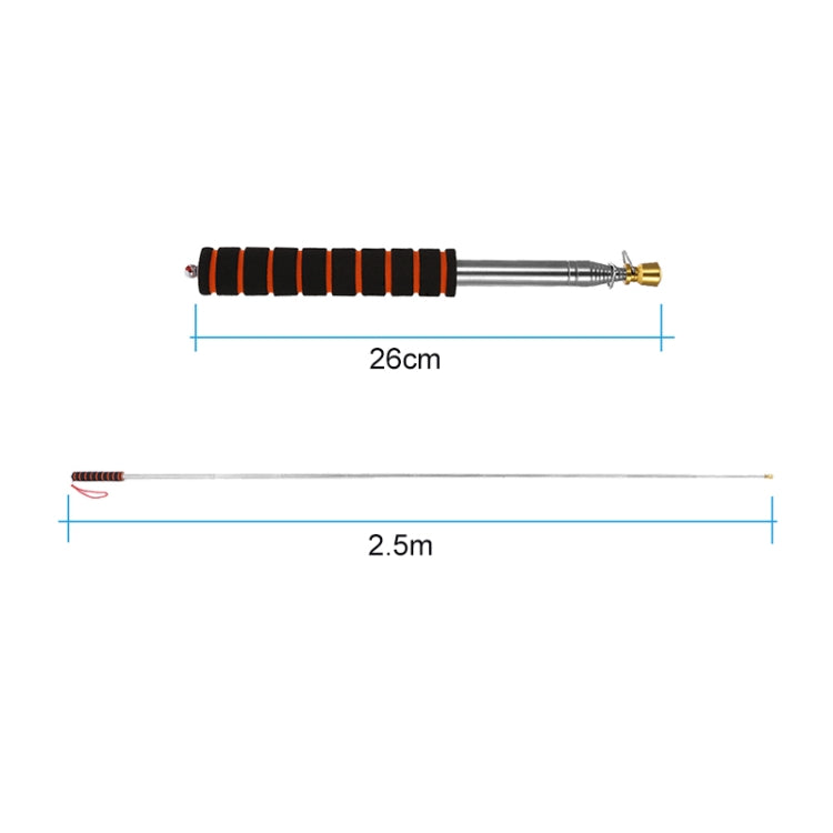 2M 11 Knots Telescopic Stainless Steel Sponge Golden Head Teaching Stick Guide Signal Flag, 2M 11 Knots