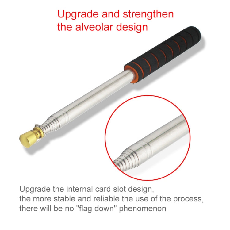 2.5M 11 Knots Multi-function Telescopic Stainless Steel Sponge Golden Head Teaching Stick Guide Flagpole Signal Flag, 2.5M 11 Knots