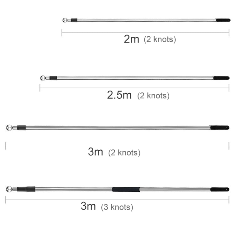 2M 2 Knots Multi-function Telescopic Stainless Steel Teaching Stick Guide Flagpole Signal Flag, 2M 2 Knots