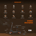 KUGOO Kukirin G2 Max 1000W 48V 20AH Three-speed Folding Electric Offroad Scooter with LED Display, G2 Max