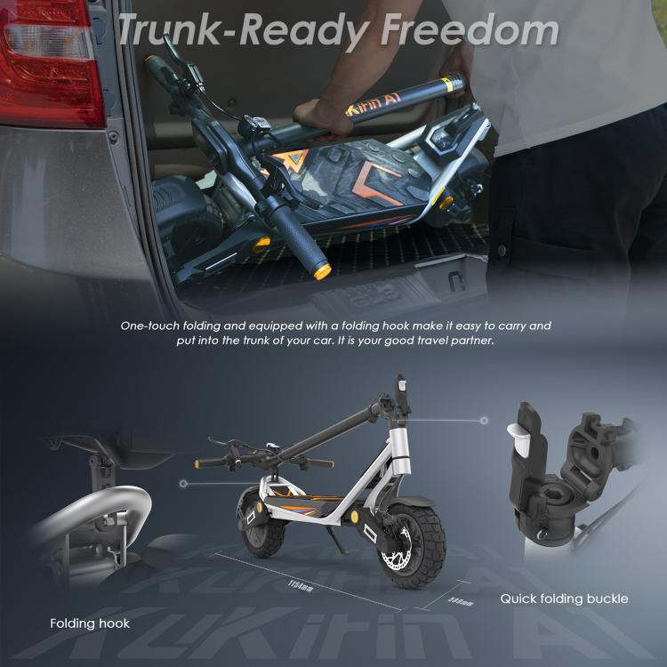 Kukirin A1 800W Three-speed Folding Electric Offroad Scooter with 10 inch Vacuum Tires, EU Plug, A1