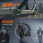 Kukirin A1 800W Three-speed Folding Electric Offroad Scooter with 10 inch Vacuum Tires, EU Plug, A1