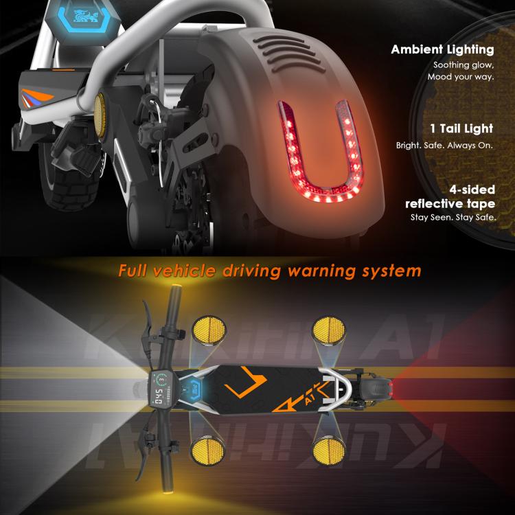 Kukirin A1 800W Three-speed Folding Electric Offroad Scooter with 10 inch Vacuum Tires, EU Plug, A1