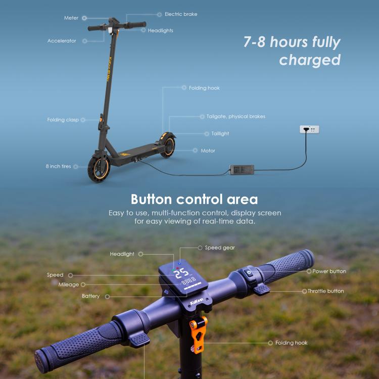 Kukirin S1 Max 500W Three-speed Folding Electric Offroad Scooter with 8 inch Honeycomb Tires, S1 Max