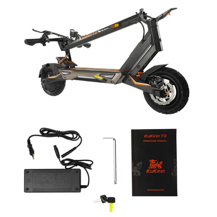 Kukirin T3 800W 45km/h Max Speed Folding Electric Scooter with 10 inch Vacuum Tires & 14-Light System, EU Plug(Black), T3