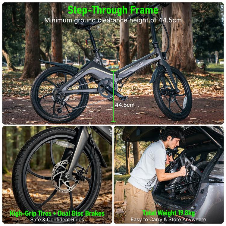 ONEBOT Eagle 250W 36V 10.2Ah 6-Speed Folding Electric Bicycle with 20 inch Tires, EU Plug
