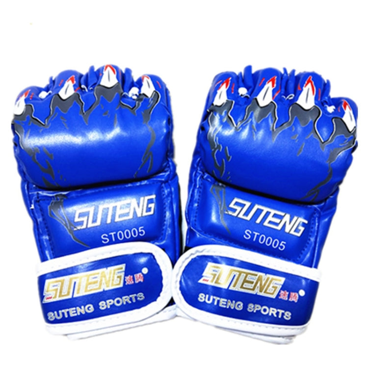 SUTENG Half Fingers PU Leather Adults Training Boxing Gloves, BZ02 Black, BZ02 Red, BZ02 Blue