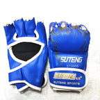 SUTENG Half Fingers PU Leather Adults Training Boxing Gloves, BZ02 Black, BZ02 Red, BZ02 Blue