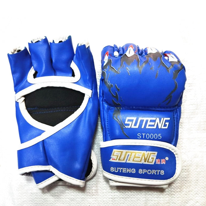 SUTENG Half Fingers PU Leather Adults Training Boxing Gloves, BZ02 Black, BZ02 Red, BZ02 Blue