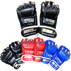 SUTENG Half Fingers PU Leather Adults Training Boxing Gloves, BZ02 Black, BZ02 Red, BZ02 Blue