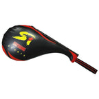 SUTENG PU Leather Boxing Double Leaf Target Chicken Leg Shape Trainer for Adults, Boxing Target Black, Boxing Target Blue, Boxing Target Red