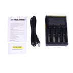 Nitecore D4 Intelligent Digi Smart Charger with LCD Display for 14500, 16340 (RCR123), 18650, 22650, 26650, Ni-MH and Ni-Cd (AA, AAA) Battery, D4