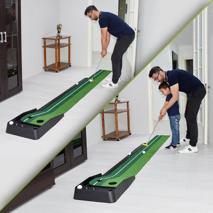 PGM Golf Mini Putting Mat Push Rod Trainer 2.5m, without Auto Ball Return Fairway, 2m, without Auto Ball Return Fairway