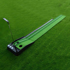 PGM Golf Mini Putting Mat Push Rod Trainer 2.5m, with Auto Ball Return Fairway, 2.5m, with Auto Ball Return Fairway