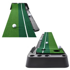 PGM Golf Mini Putting Mat Push Rod Trainer 2.5m, with Auto Ball Return Fairway, 2.5m, with Auto Ball Return Fairway