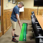 PGM Golf Mini Putting Mat Push Rod Trainer 3m, with Auto Ball Return Fairway, 3m, with Auto Ball Return Fairway
