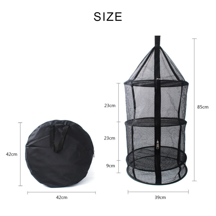Camping Picnic Folding Tableware Vegetables Fruit Dry Net Hanging Mesh Dish Dryer Rack Shelf(Black), Round drying net