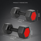 15KG A Pair Red Seal Household Glue Fitness Hexagon Dumbbells, 15KG
