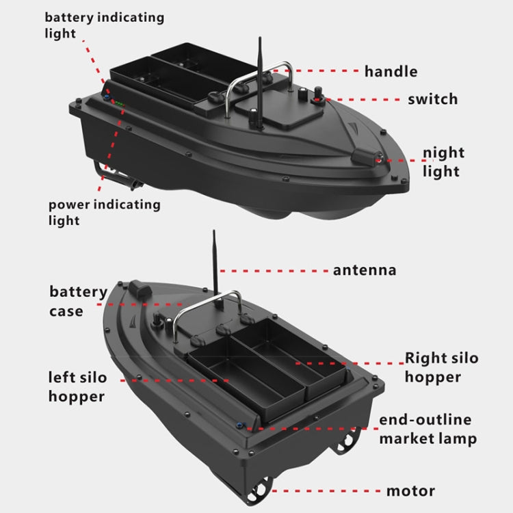 D16C Outdoor Remote Control Double Motors Bait Fishing Boat, US Plug, D16C (US Plug), D16C (EU Plug)