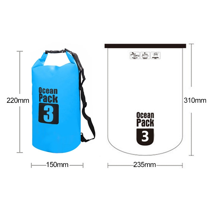 Outdoor Waterproof Single Shoulder Bag Dry Sack PVC Barrel Bag, Capacity: 3L, Capacity: 3L (Dark Blue), Capacity: 3L (Orange), Capacity: 3L (Pink), Capacity: 3L (Green), Capacity: 3L (Sky Blue), Capacity: 3L (Yellow), Capacity: 3L (Black)