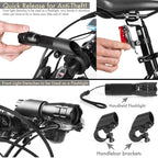 5W Mountain Bike Headlight Zoom Glare Waterproof Flashlight Set Car Headlight + Taillight (Set One), Set One