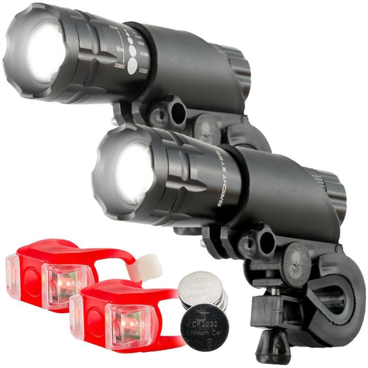 5W Mountain Bike Headlight Charging Zoom Glare Waterproof Flashlight Set (Set Two), Set Two
