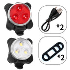 COB Lamp Bead 160LM USB Charging Four-speed Waterproof Bicycle Headlight / Taillight Set,  Red + White Light 650MA, Red + White Light