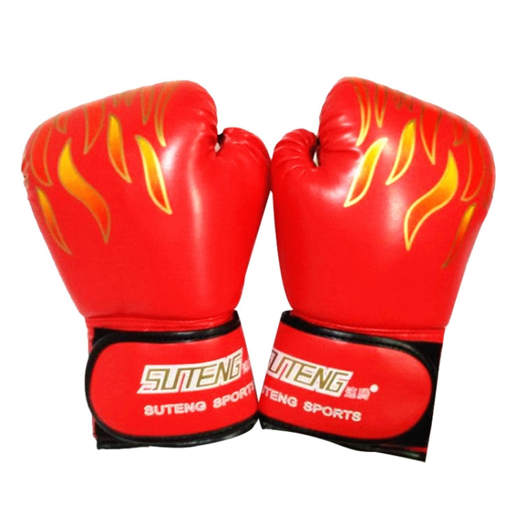 SUTENG Flame Pattern PU Leather Fitness Boxing Gloves for Adults, Flame Red, Flame White, Flame Blue, Flame Black