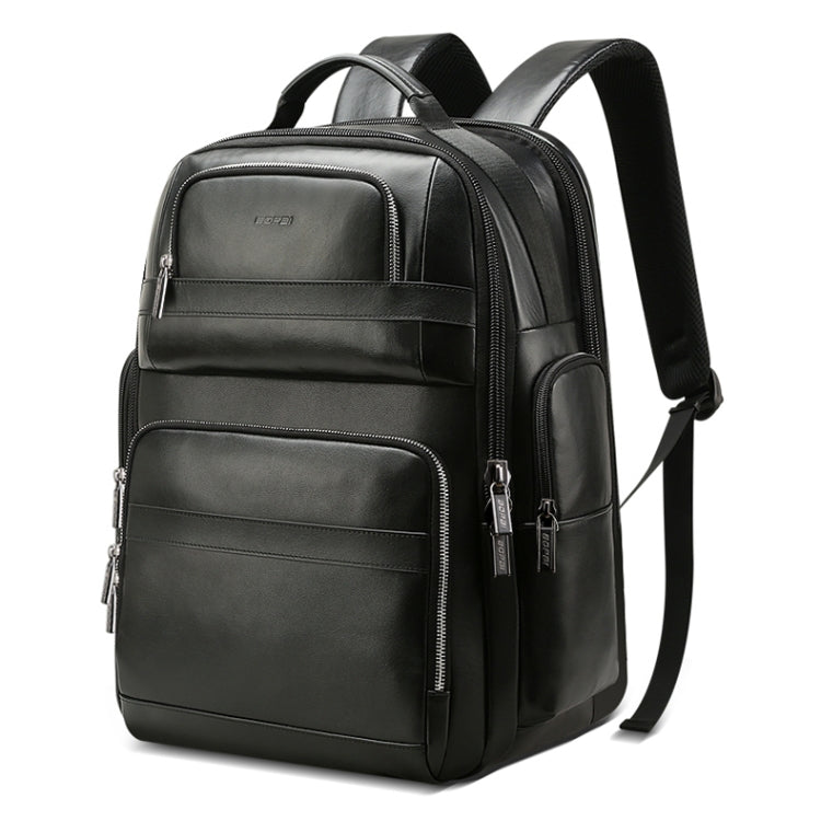 Bopai 851-019811 Large Capacity Anti-theft Waterproof Leathar Backpack Laptop Tablet Bag for 15.6 inch and Below, with USB Charging Port, 851-019811