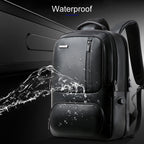 Bopai 851-024011 Top-grain Leather Business Breathable Anti-theft Man Backpack, Size: 28x18x42cm, 851-024011