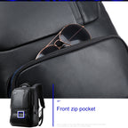 Bopai 851-024011 Top-grain Leather Business Breathable Anti-theft Man Backpack, Size: 28x18x42cm, 851-024011