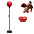 Adult Suction Cup Version Height Adjustable Vertical PU Leather Vent Ball Boxing Speed Ball Family Fitness Equipment with Gloves, with Gloves Red, with Gloves Black Red