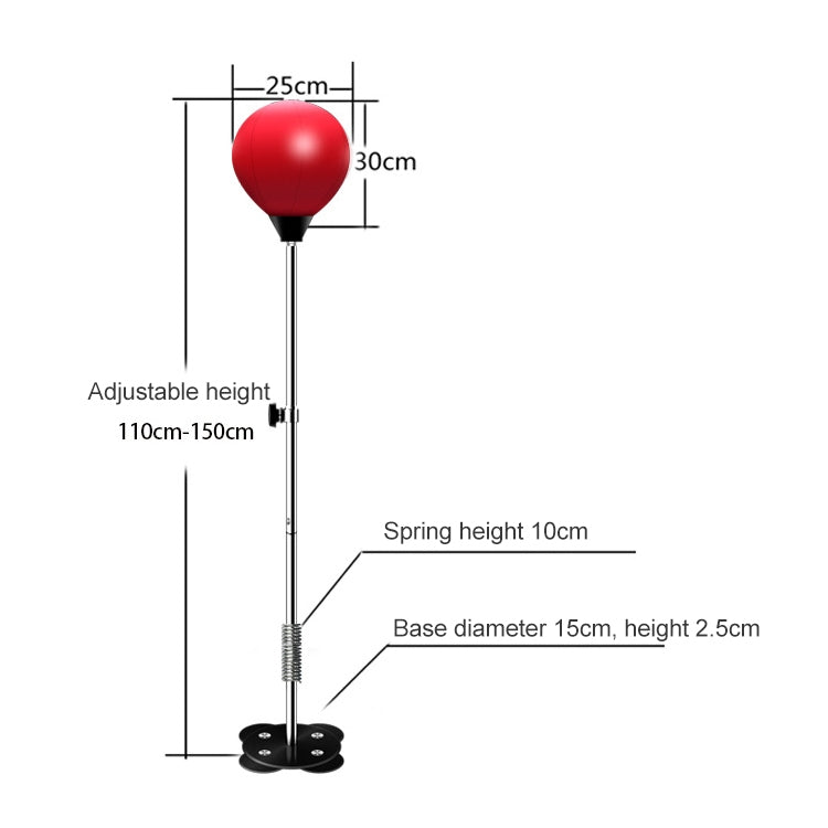 Adult Suction Cup Version Height Adjustable Vertical PU Leather Vent Ball Boxing Speed Ball Family Fitness Equipment with Gloves, with Gloves Red, with Gloves Black Red