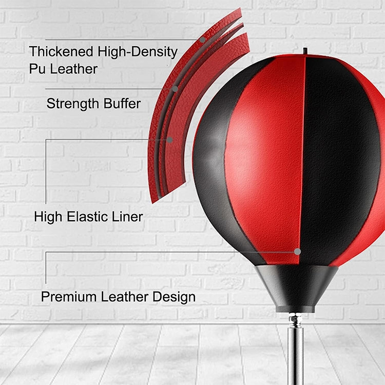 Adult Suction Cup Version Height Adjustable Vertical PU Leather Vent Ball Boxing Speed Ball Family Fitness Equipment with Gloves, with Gloves Red, with Gloves Black Red