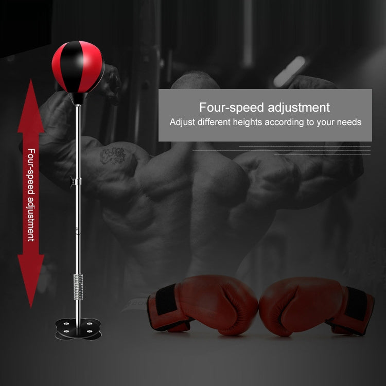 Adult Suction Cup Version Height Adjustable Vertical PU Leather Vent Ball Boxing Speed Ball Family Fitness Equipment with Gloves, with Gloves Red, with Gloves Black Red