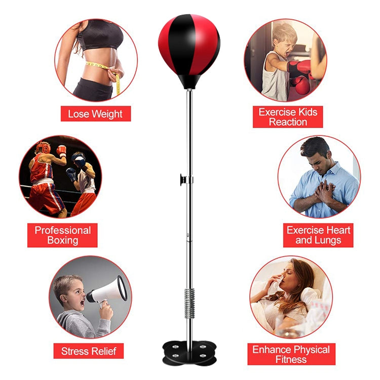 Adult Suction Cup Version Height Adjustable Vertical PU Leather Vent Ball Boxing Speed Ball Family Fitness Equipment with Gloves, with Gloves Red, with Gloves Black Red