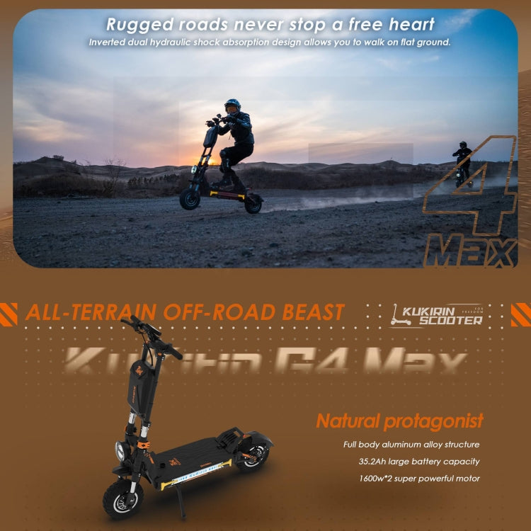 Kukirin G4 Max 12 inch Tires 3200W 60V 35.2AH Three-speed Folding Electric Offroad Scooter with LED Display, G4 Max
