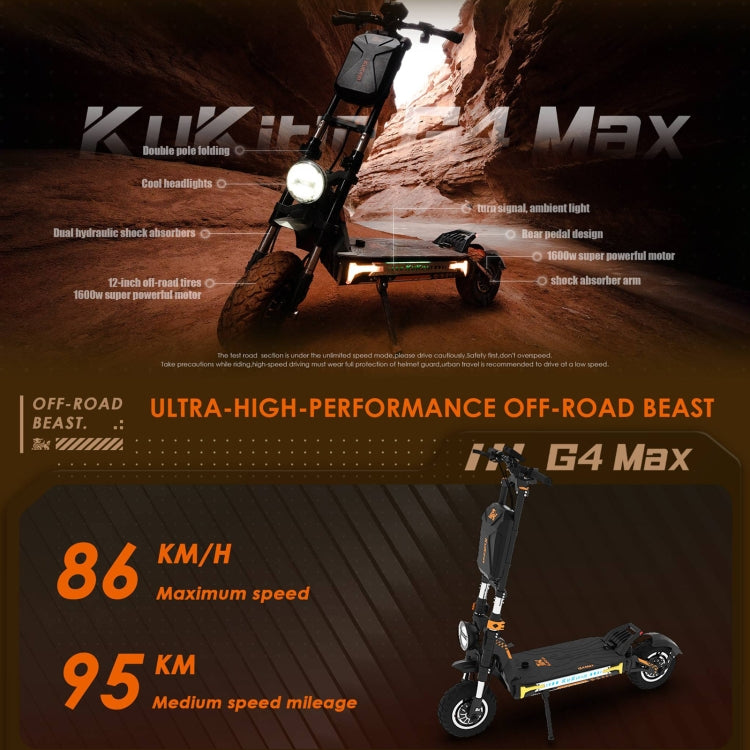 Kukirin G4 Max 12 inch Tires 3200W 60V 35.2AH Three-speed Folding Electric Offroad Scooter with LED Display, G4 Max